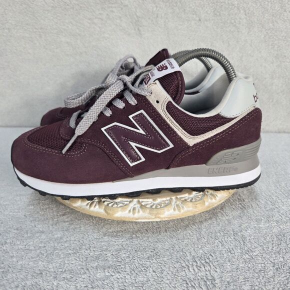 NEW BALANCE 574 RUNNING TRAINER SPORT SNEAKERS WOMEN SHOES BURGUNDY SIZE 7.5 - Picture 4 of 14